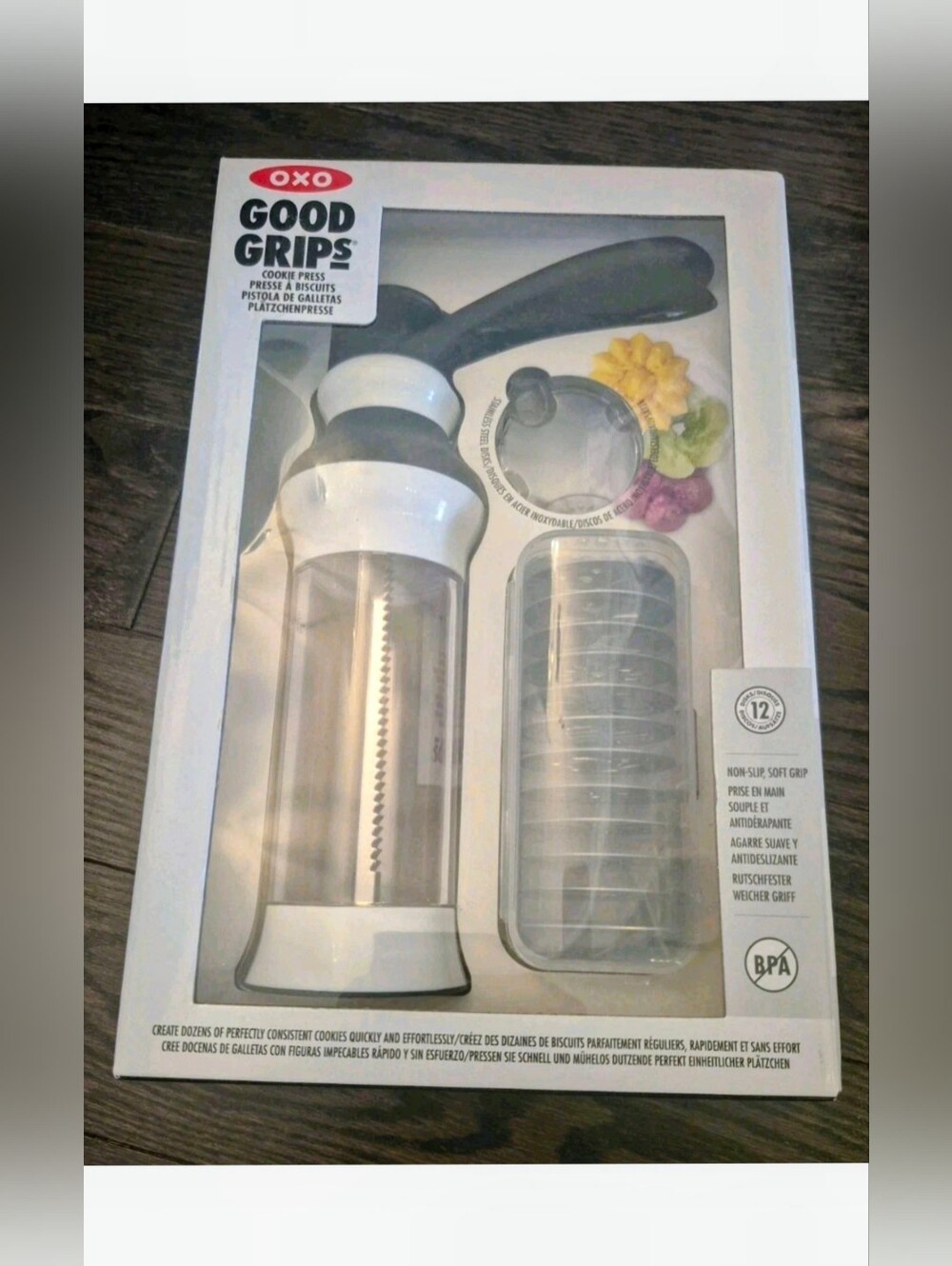 OXO Good Grips Cookie Press - White and Black - 12 Disks BPA Free Dishwasher